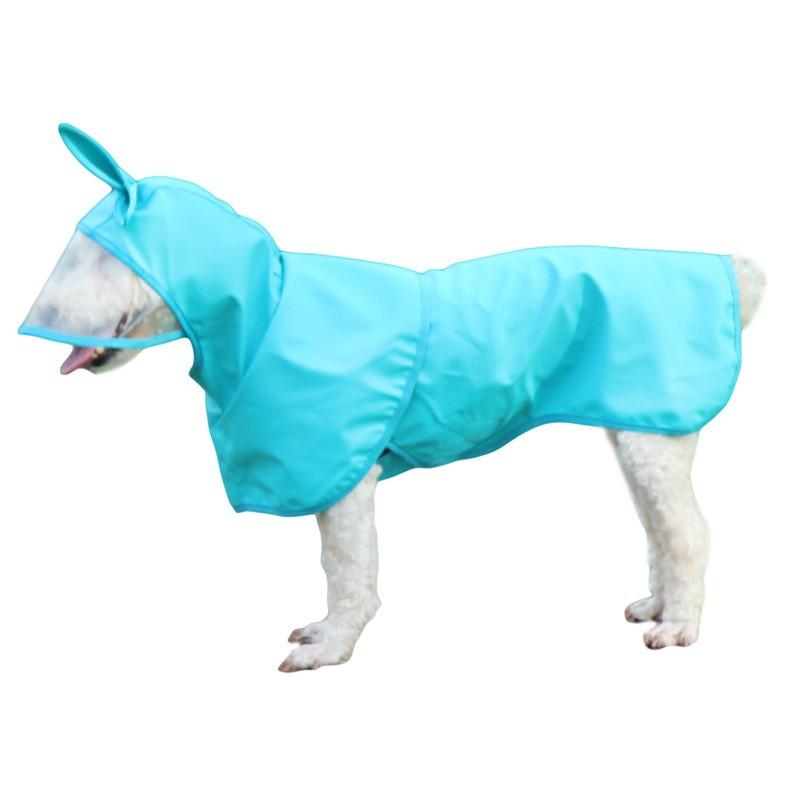 Cute Hooded Raincoat Small To Medium Dogs - Blue Waterproof Pet Cape With Ear Cutouts Teddy Corgi Shiba Inu