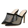 Liyke Size 35 -42 Sexy Breathable Mesh Woman Pumps Slipper Summer Pointed Toe Mules High Heels Stiletto Sandal Female Shoes Black