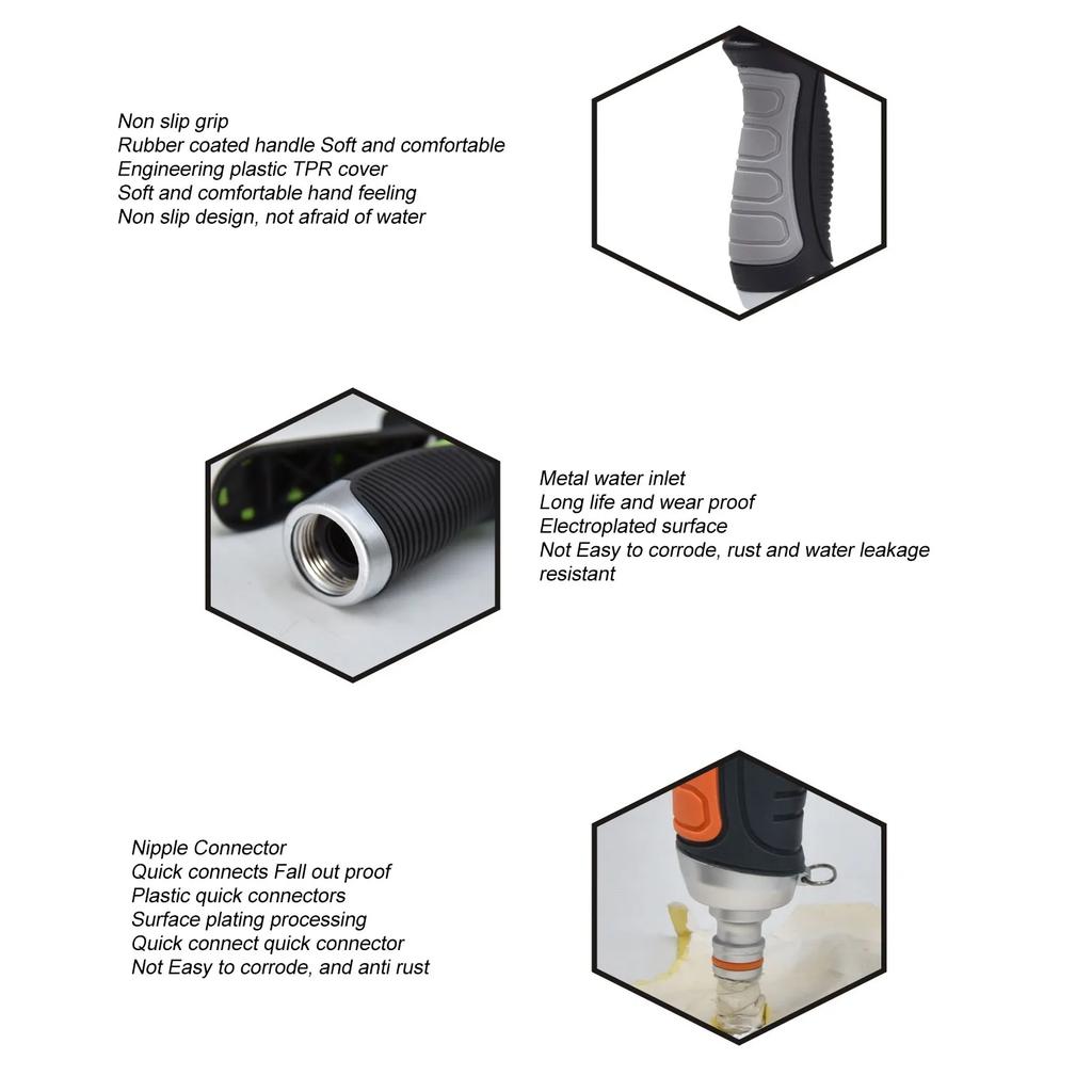 Gartenschlauch-Wand 8 Muster Multifunktional ABS TPR Aluminiumlegierung Langer Schlauchdüse Sprüher Für Landwirtschaft Bewässerung Auto
