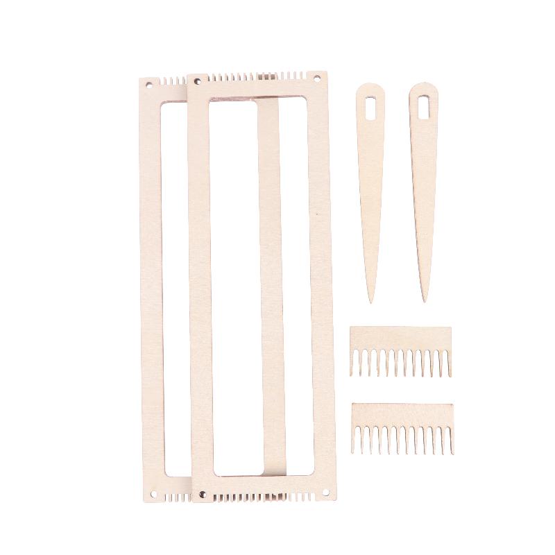 6-Piece Wooden Weaving Kit, Wooden Stand Crochet Yarn Tool, Diy Comb Thread Wireframe Mini Wooden Weaving Loom Kit