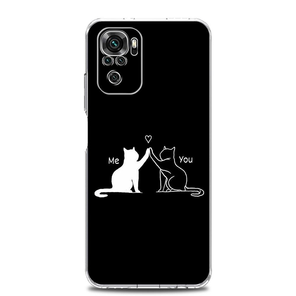 Phone Case For Xiaomi Redmi Note 15 14 13 12 4G 10 11 Pro Plus 5G 14C 13C 12C 10C Clear Soft TPU Cover Cat Line Black Cats