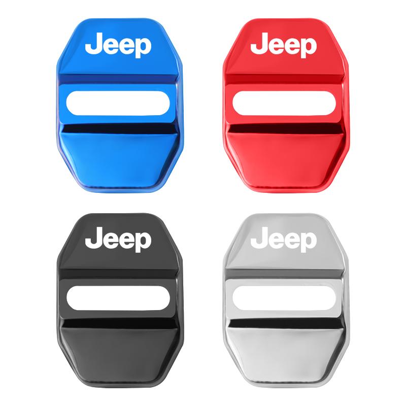 4Pcs Car 3D Door Lock Cover Decorative Accessories For Jeep Grand Cherokee Wrangler JK Gladiator Compass Renegade Patriot Libert