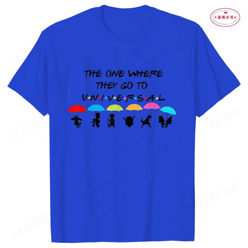 The One Where They Go To Universal T-Shirt for Women Clothing Friends Family Matching Party Tees Funny Umbrella Graphic Tops