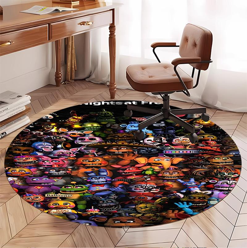Five Nights at Freddy's Pattern Round Rug, Indoor/Outdoor Mat, for Picnic, Gameroom, Bedroom, Office, Living Room, Home Decor Carpet, Birthday Gift