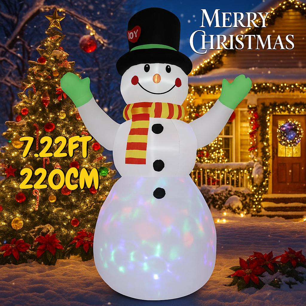 7.22FT Illuminated Inflatable Toy Snowman Xmas Decorations for Yard with LED Lights Christmas Supplie Home Ornament Holiday Gift
