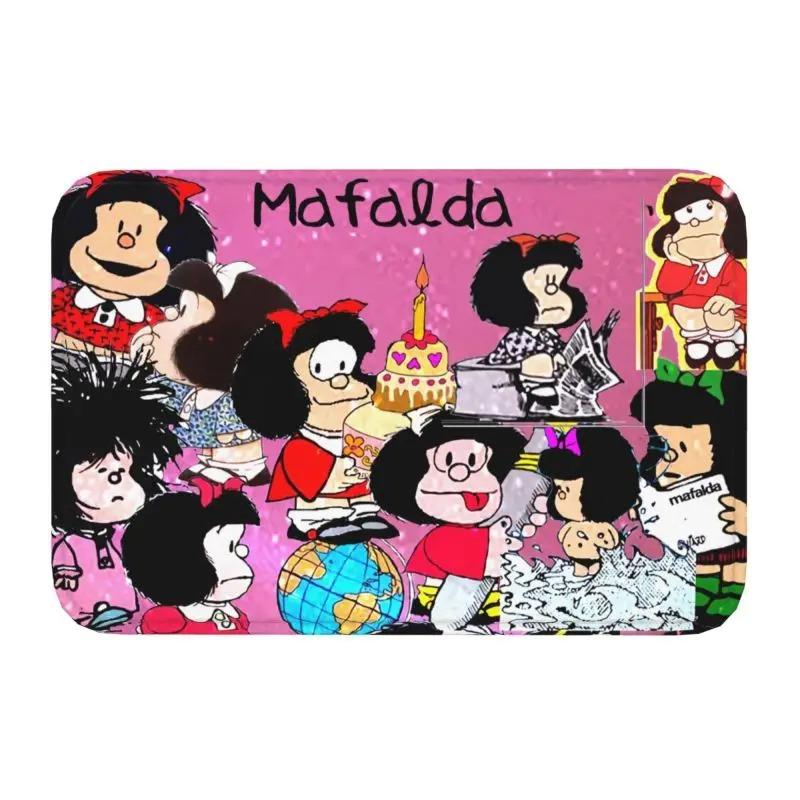 Cartoon Hübsches Mädchen Fußmatte Retro Mafalda Manga Vorderer Boden Eingangsbereich Matte Quino Manga Cartoon Badezimmer Teppich Küchenmatte