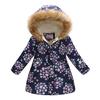 Autumn and Winter Children's Cotton Jacket Boys and Girls Fashion Printing Cartoon Big Boy Long Section Hair Collar Hooded Cotton Coat Jacket