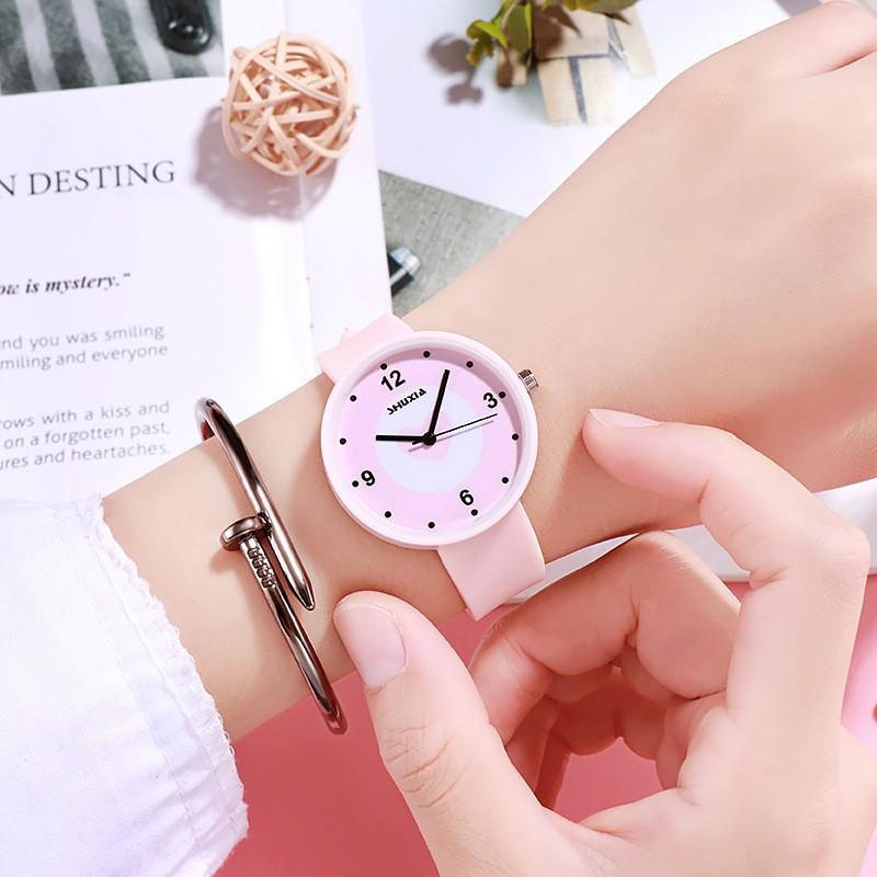 College Style Simple Candy Exam Watch High-Value Fresh Girlfriend Student Watch Versatile Silicone Watch