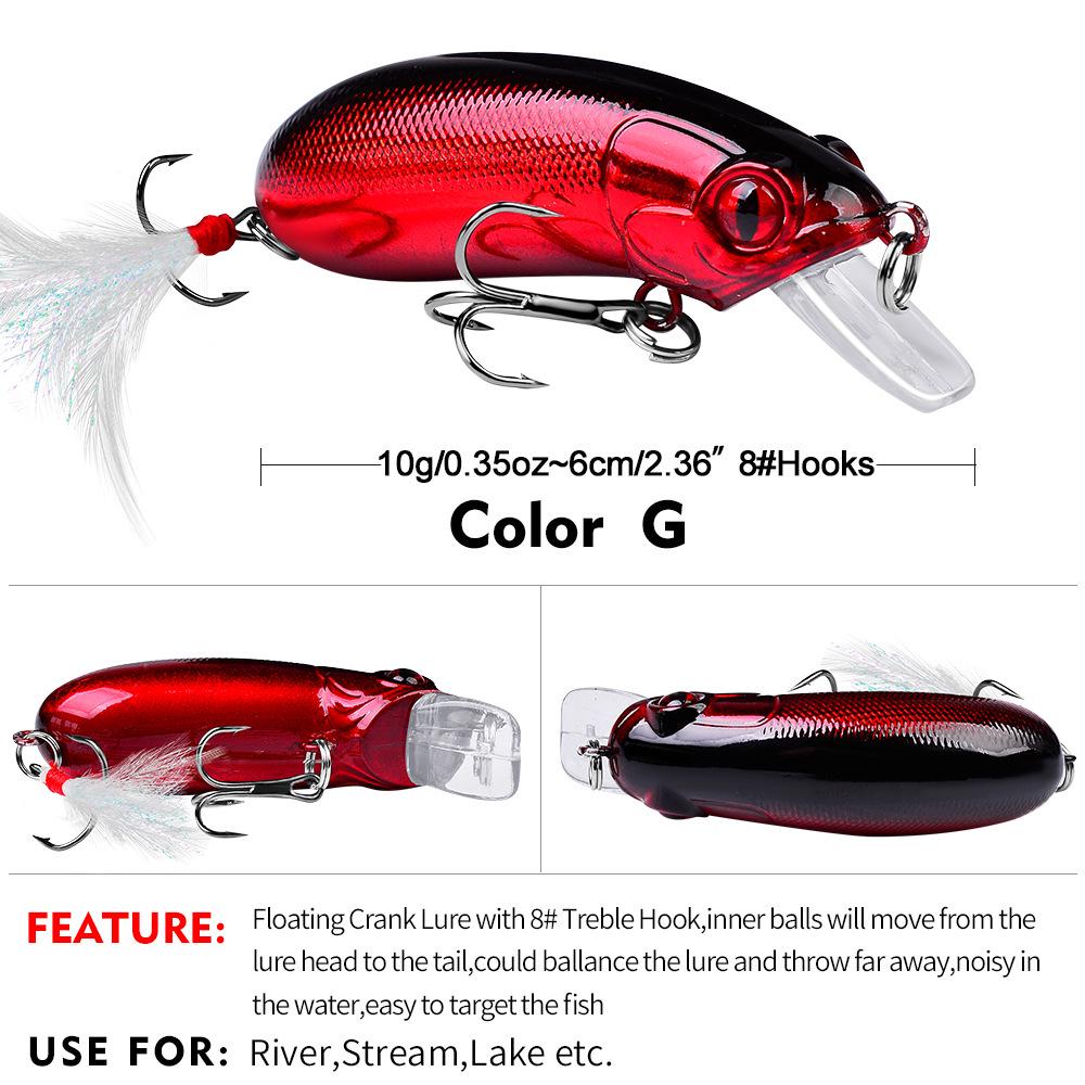 9-Color Mini Chubby Fishing Lure, 6.2cm, 10g, Model DW1109