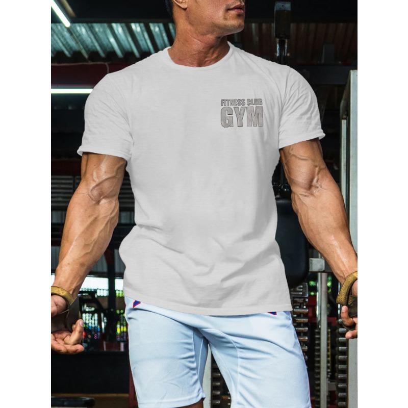 European sizes Men's Summer Fitness Graphic T-Shirt - Lightweight Breathable Gym Tee with Muscle for Man Dumbbell Design