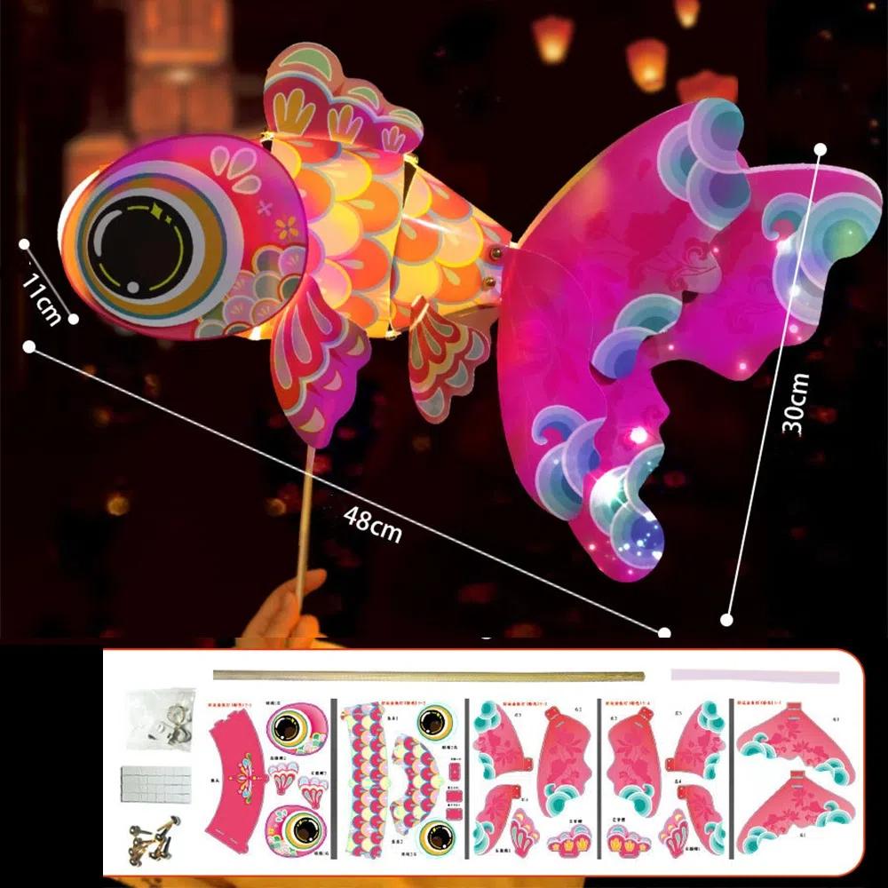

Handmade Koi Carp Lantern Kawaii DIY Lantern Materials Retro Goldfish Lantern Lamp Kids Gift Style 5