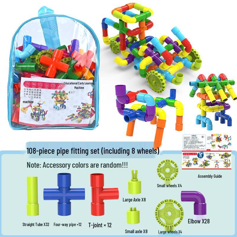 DIY Interlocking Water Pipe Backpack - Educational Building Blocks for Kids