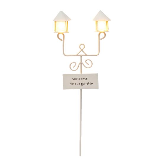 Metal Flower Pot Stakes Streetlight Design Flowerpot Garden Stake Decorative Garden Stakes B бежевый