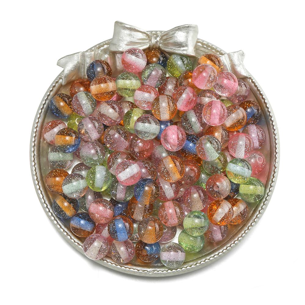 

20pcs 8mm 10mm Resin Fine Glitter Round Beads Double Color Bracelet Spacer Beads For DIY Jewelry Crafts Handmaking Accessories 8mm