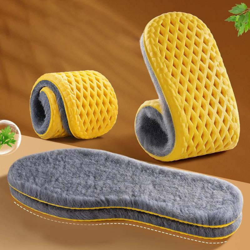 1 Paar Zuschneidbare Belüftete Einlegesohlen Elastizität Unisex Warm Imitierte Wolle Weiche Sohle Baumwolleinlegesohlen