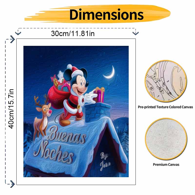 Disney DIY Painting Kit Christmas Mickey Classic Style Home Decor Craft Gift Idea Art Supplies Wall Decor Holiday Bedroom Living Room Decor