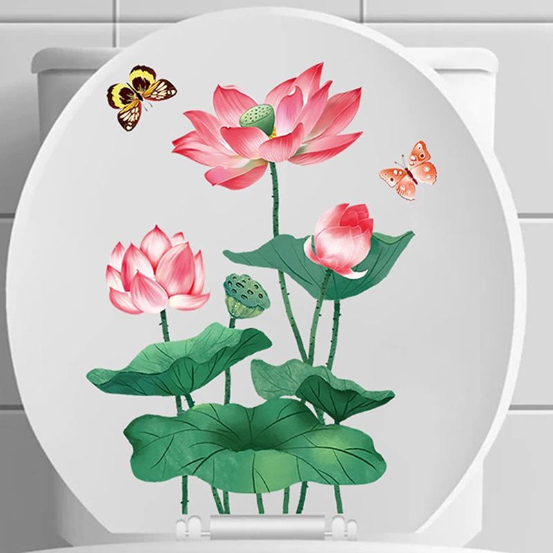 Adesivi per WC Adesivi a Fiori Adesivi Autoadesivi per Bagno Pittura Adesivi Impermeabili Copriwater Pareti del Bagno Adesivi a Fiori