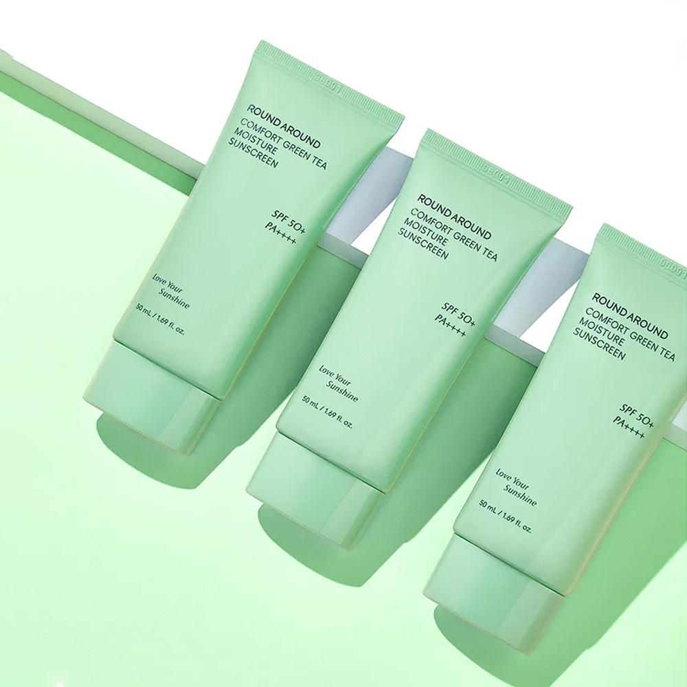 [ROUND A'ROUND] Comfort Green Tea Moisture Sunscreen (1+1) SPF 50+ PA++++ 50ml*2EA