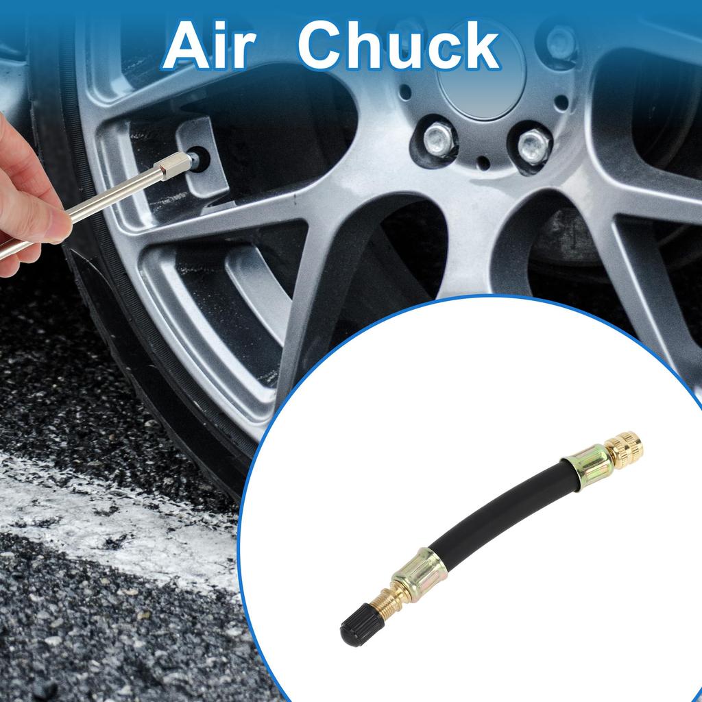 A ABSOPRO Tire Valve Stem Air Inflation Adapter Durable 120mm Long Tire Valve Extension Rubber Black