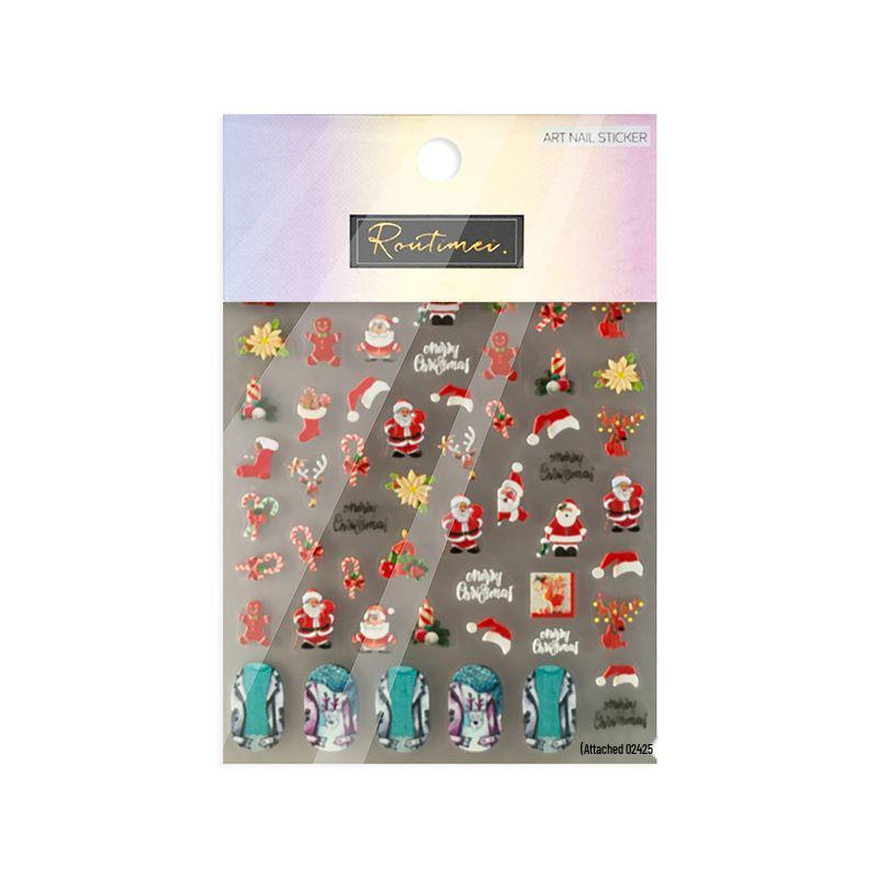 2023 Christmas 5D Nail Stickers: Santa Claus, Gingerbread Man & Reindeer - Cute Japanese Style Adhesives