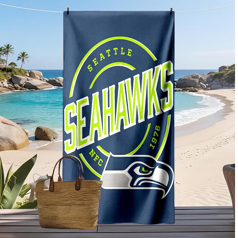 Asciugamano da Spiaggia Stampa Seattle Seahawks Morbido Portatile Asciugatura Rapida?Asciugamano Asciutto Per Piscina Vacanza Estiva Sport all'Aperto