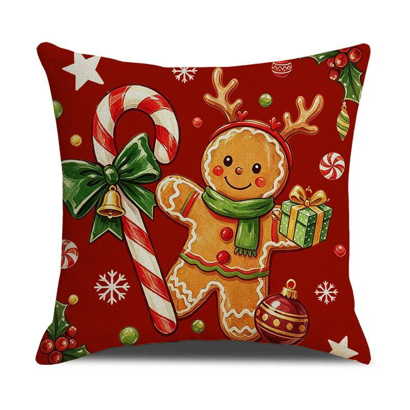 VIKAMA Christmas Decor Pillow Cover Santa Snowman Gingerbread Candy Cane Cushion Cover Winter Holiday Farmhouse Sofa Home Decor