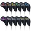 Golf Iron Covers Magnet Wedge Covers Club Head Covers Set Colorful Numbers 12pcs Black Synthetic Leather (3-9, Pw, Aw, Sw, Lw2)