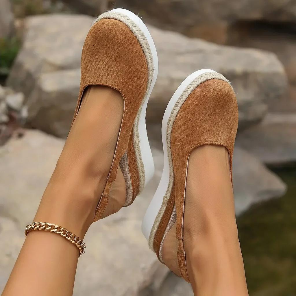 Plus Size Women's Espadrille Wedge Sandals 2024 New Summer Casual Comfortable Slip-On Closed Toe Platform Shoes Sandalias Mujer