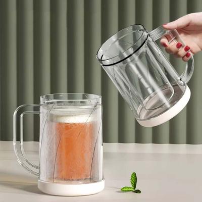 Kreativer doppelwandiger Bierkrug Große Kapazität Transparent Flüssigkeit Gefrorener Becher Verdickter Kunststoff Kaltgetränk Gekühlte Becher Sommer