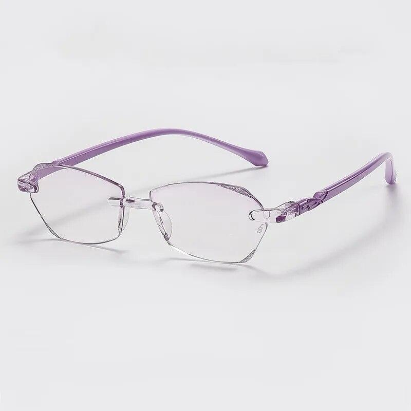 Fashion Blue Light Blocking HD Lens Hyperopia Eyeglasses Luxury Diamond Cut Reading Glasses Square FarSight Diopter +1.0 To +4.0