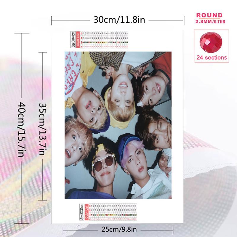 BTS Pattern  3pcs 100% Round Full Drill 5D DIY Diamond Painting Embroidery Cross Stitch Rhinestone Décor