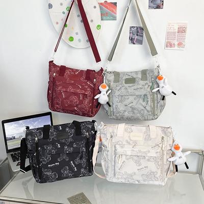 Large Capacity Commuter Shoulder Portable Cute Retro Student Class Tutoring Messenger Bag