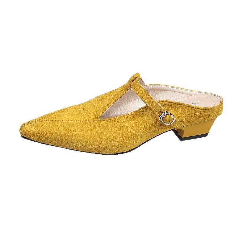 Hot Selling Women's Slippers 2025 New Summer Mary Janes Thick Heel Retro Style Flat Head Shape Elegant French Style Shoes