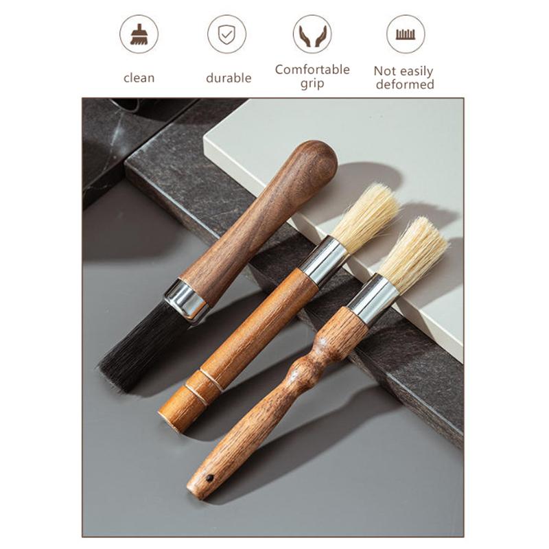Coffee Brush Grinder Cleaning Tool Bar Counter Powder Home Coffee Brush Remove Coffee Residue Wooden Handle Espresso Brush