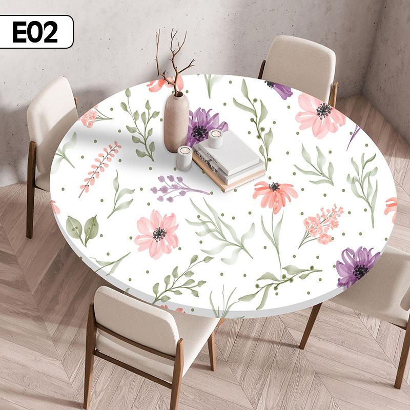 60/90/100/120Cm Round Table Cover Waterproof Oil-Proof Tablecloth Elastic Kitchen Dining Wedding Party Table Cover Home Decor