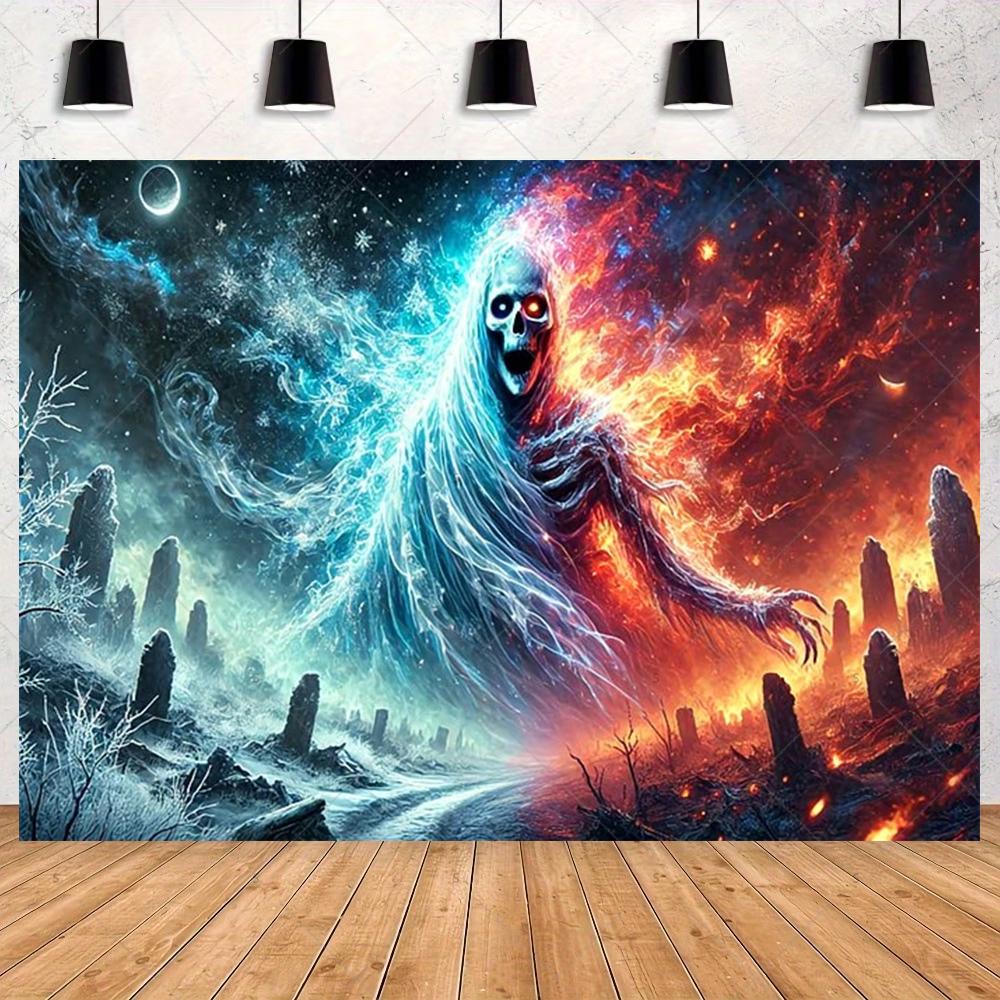 Ice and Fire Fusion Theme Backdrop Shocking Water Fire Elements Party Decoration Background Photography Studio Supplies Banner