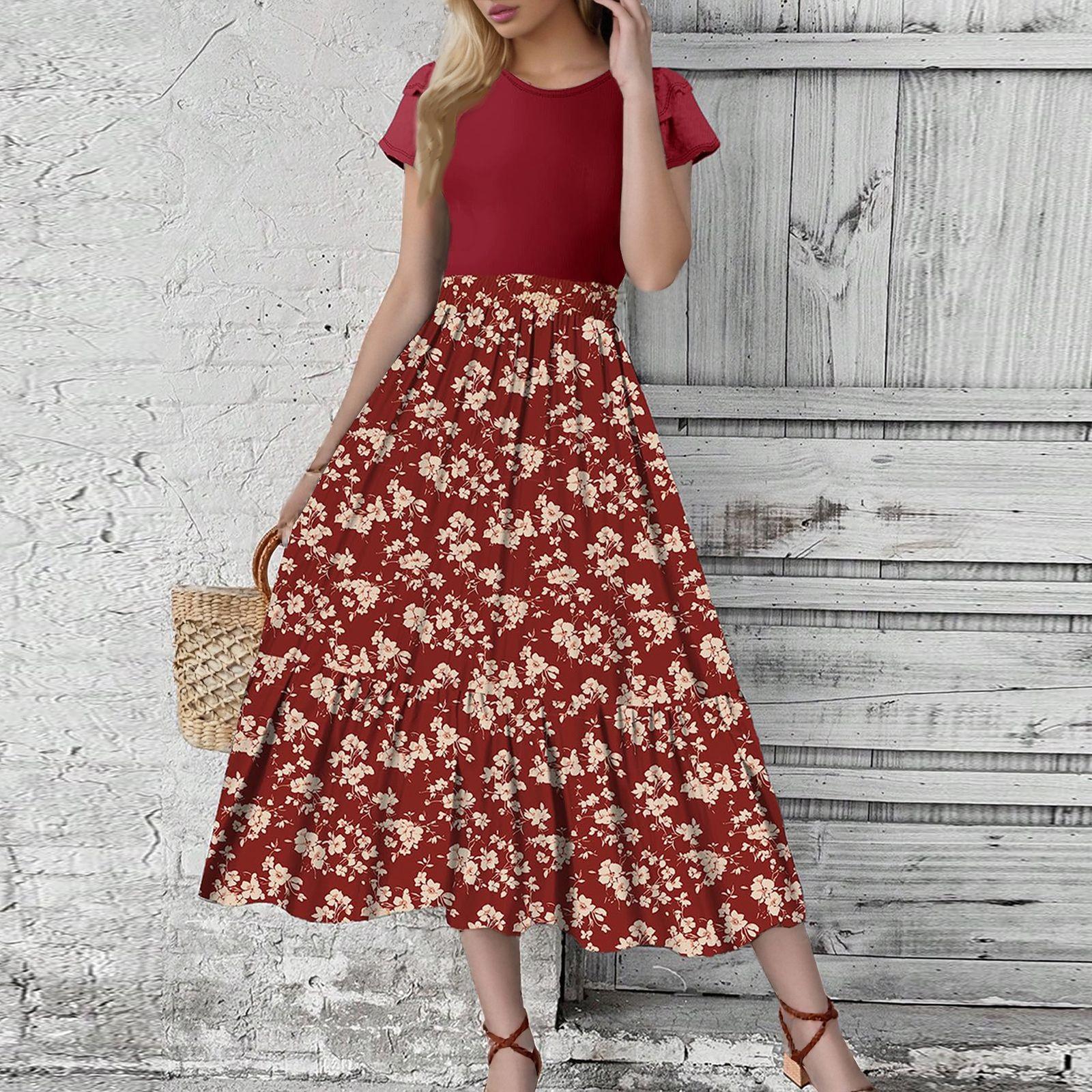 

Women s Floral Print High Waist Fashionable And Elegant Dress XL