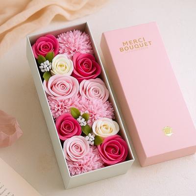 Fleurs de Savon Boîte Longue Bénédictions pour Bébé Roses