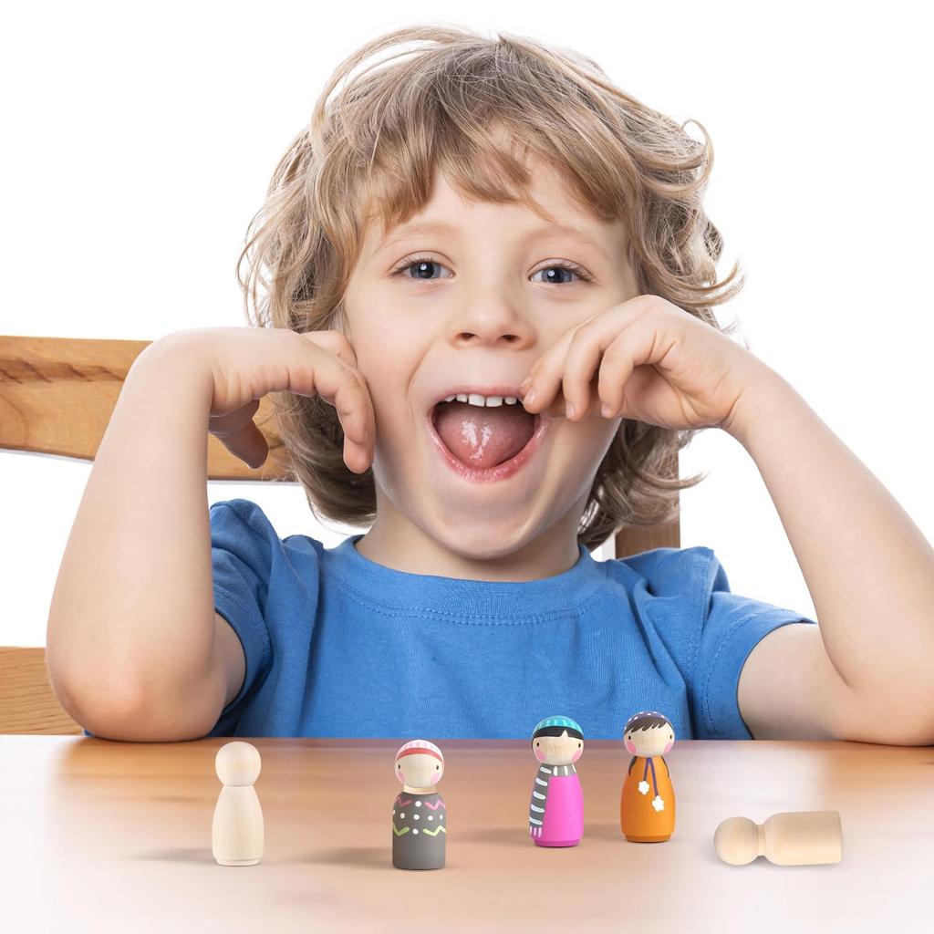 EXCEART Wooden Peg Peg Wooden Handmade Wooden Unfinished Can Be Wooden 40 Gift Doll, Doll, Doll, Doll, Doll, Painted, Dyed, Pegs, Decorated,