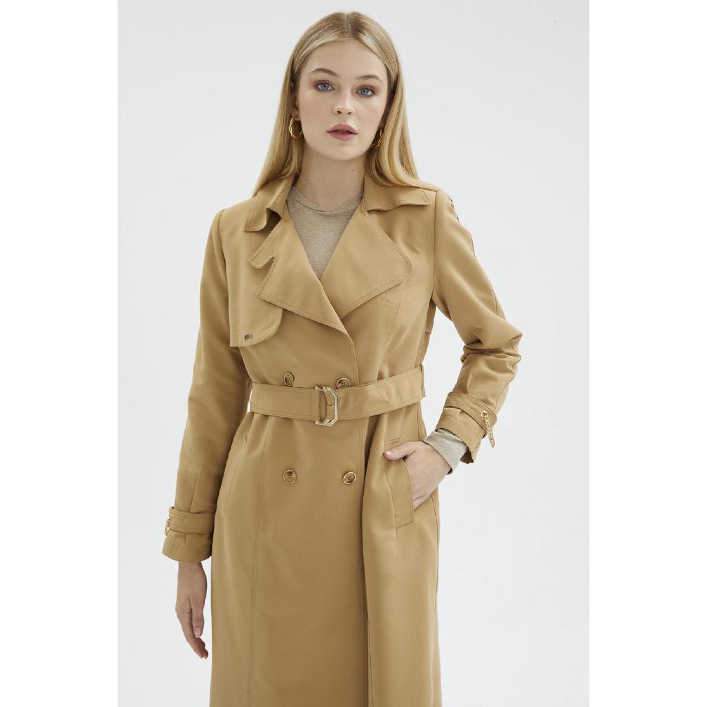 Łańcuszek i pasek Szczegółowy czarny trencz 12615