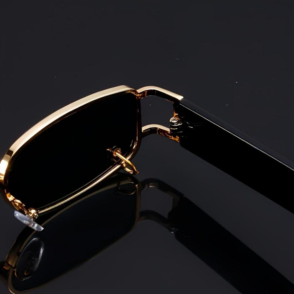 1pc Trendy Vintage Punk Rectangle Metal Frame UV400 Sunglasses Square Sun Shade Eyewear for Women Men Beach Vacation Eyeglasses