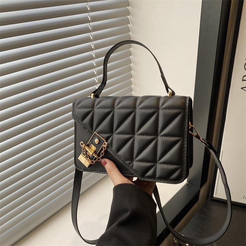 Retro solid color small square bag summer new fashion messenger bag diamond simple shoulder bag women