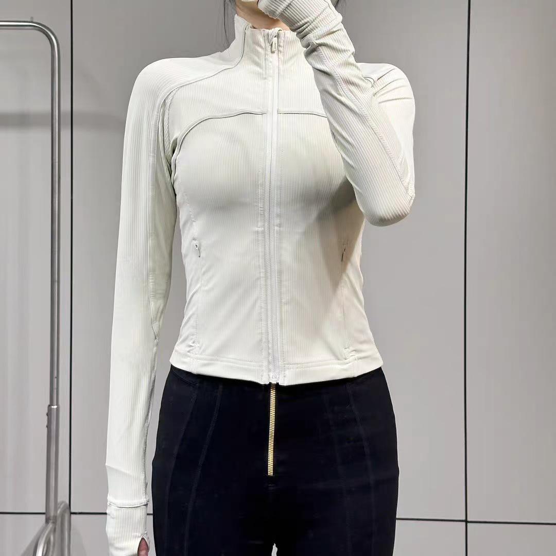 

Lulu Style Women s Ribbed Stand-Up Collar Sports Jacket with Logo Option XXL