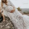 Nuovo vestito lungo in pizzo a balze grandi per mamme in attesa, donne incinte, stile europeo e americano, per primavera ed estate