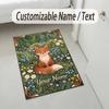 Fox Garden Theme Soft Crystal Velvet Rug Custom Name & Text Print Non Slip Floor Rug for Bedroom Living Room