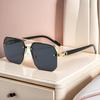 Men's Semi-Rimless Anti-UV Square Driving Sunglasses - Slimming Design