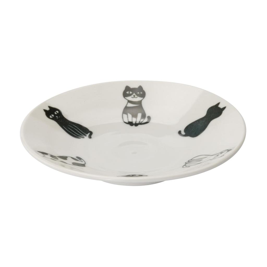 Mino ware side and small set of approximately 14cm in microwave and dishwasher featuring a sitting cat made in product number plates, plates, plates,
