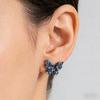 Exquisite Sparking Inlaid Blue Synthetic Zirconia Butterfly Shaped Stud Earrings for Women's  Elegant Jewelry Accessories