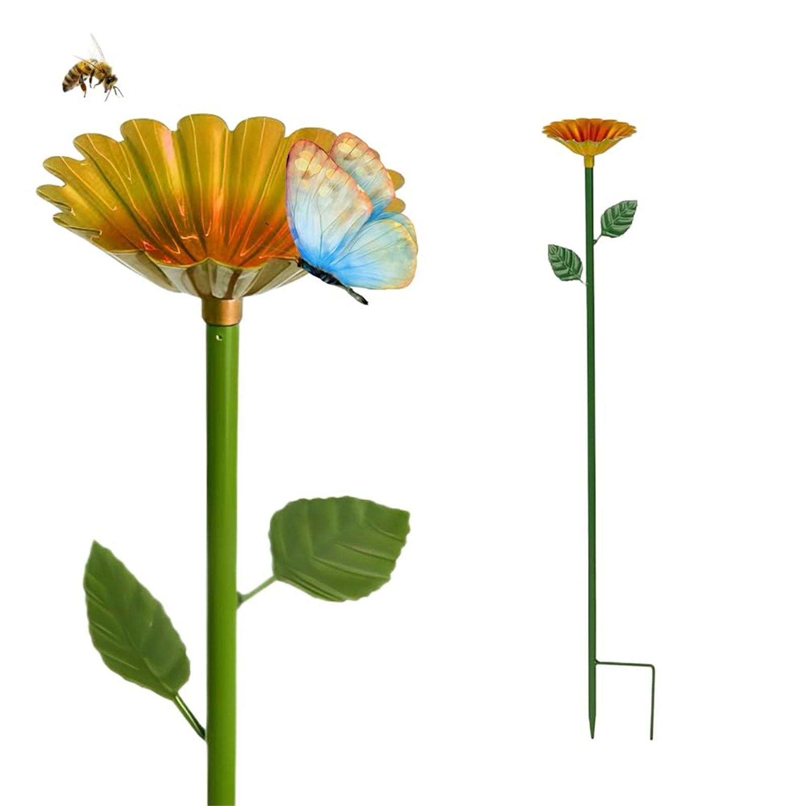 

Станция для поения пчел, новая кормушка для пчел для сада в форме цветка, металлическая миска для поения в форме бабочки для декора двора и сада на открытом воздухе One Size жёлтый