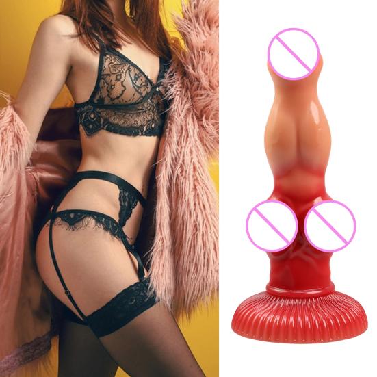 Realistic Dog Dildo for Women, Soft Silicone Fake Phallus with Unique Texture, Waterproof Manual Adult Toy for Solo